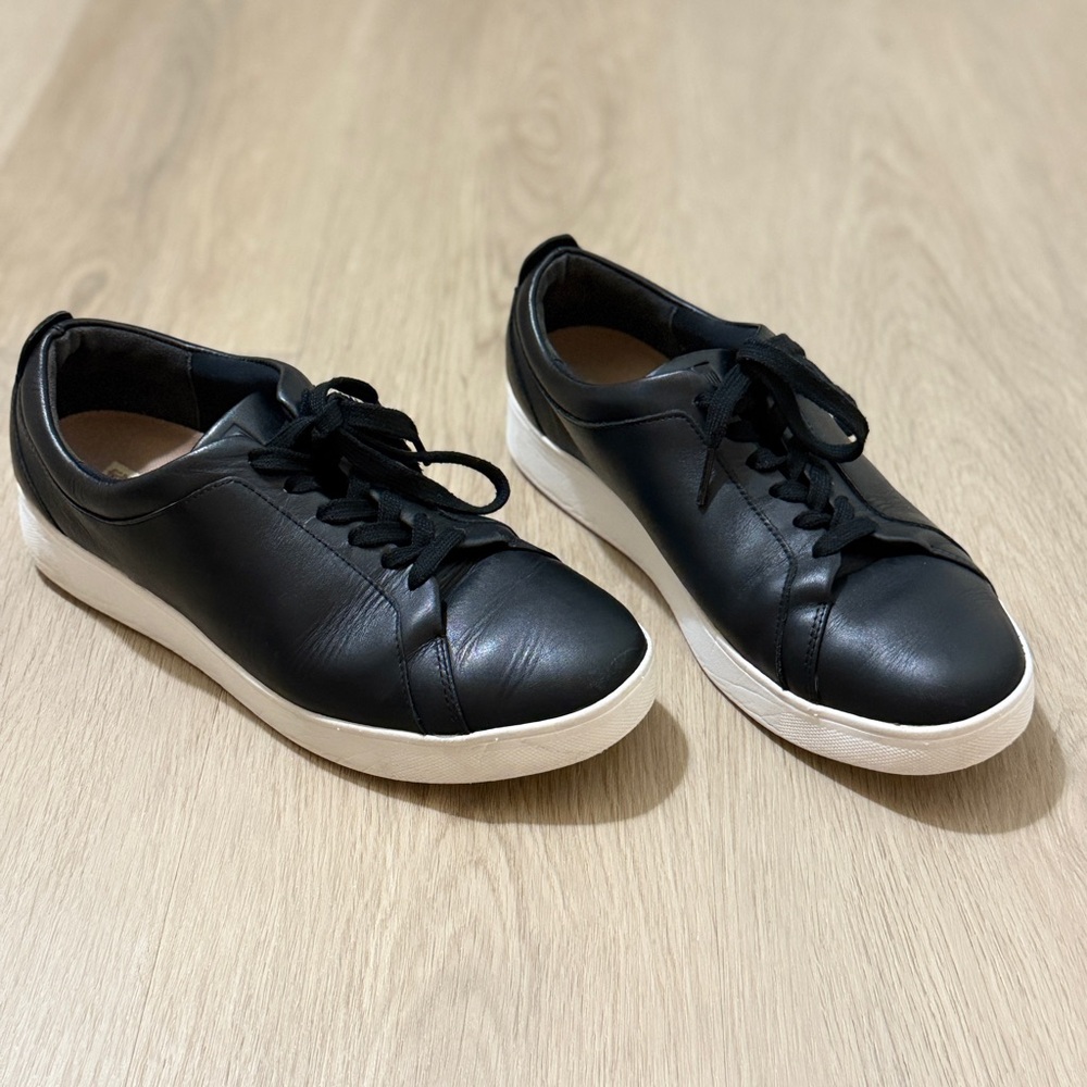 FitFlop Black Leather Comfort Sneakers Lace Up Walking Shoes Women US 8.5 EU 40 - Picture 8 of 12